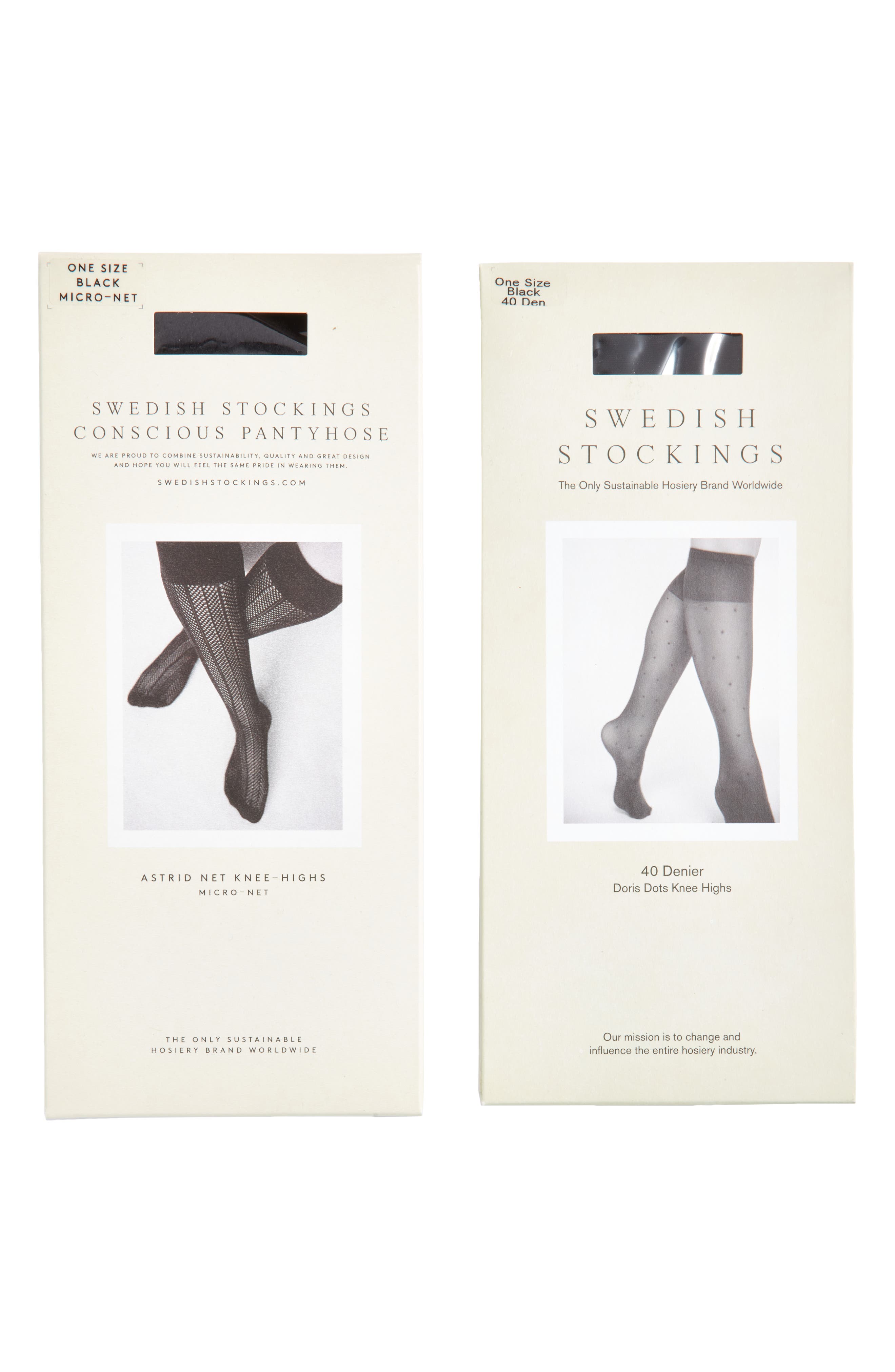 Swedish Stockings ASTRID FISHNET KNEE-HIGH sustainable knit pattern knee-high for women one size 